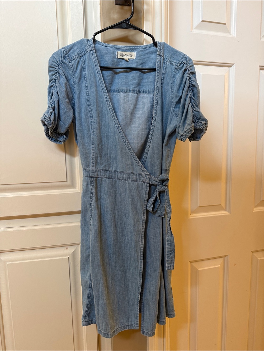 Madewell Chambray Wrap Dress in Light Blue